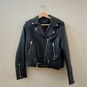 vegan leather motorcycle jacket from zara